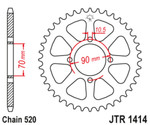 JT Steel Rear Sprocket 43 Tooth (JTR1414.43)