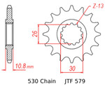 JT Front Sprocket | 16 Tooth | 530 | Rubber Cushioned (JTF579.16RB)