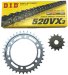 DID Steel Sprocket & 520VX3 Black X Ring Chain Kit (DKH-013)