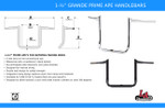 LA Choppers 1.5" Grande Prime Ape Black Handlebar w/14" End Rise (LA-7355-14B)