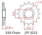 JT Front Sprocket | 12 Tooth | 520 | Steel (JTF3222.12)