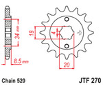 JT Steel Front Countershaft Sprocket 12 Tooth (JTF270.12)