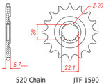 JT Front Sprocket | 13 Tooth | 520 | Steel (JTF1590.13)
