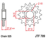 JT 16 Tooth Rubber Cushioned Front Sprocket (JTF709.16RB)