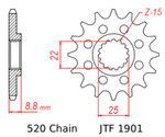 JT Front Sprocket | 13 Tooth | 520 | Steel | Lightweight (JTF1901.13)