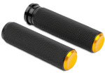 Arlen Ness Knurled Black/Gold Cap Fly-by-Wire Handlebar Grips (07-347)