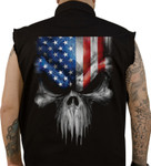 Lethal Threat USA Skull Mens Button Down Sleeveless Shirt