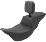 Saddlemen Tour Step-Up Smooth Black Seat w/Driver Backrest (808-07B-194BR)