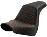 Saddlemen Step-Up Black Seat - Orange HC Honeycomb Stitch (818-29-17703)
