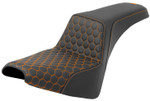 Saddlemen Step-Up Black Seat - Orange HC Honeycomb Stitch (818-30-17703)