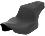 Saddlemen Step-Up Black Seat - Smooth Front & Lattice Stitch Rear (823-07-173)