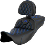Saddlemen Extended Reach Roadsofa Blue Stitch Seat w/Backrest (808-07B-184B1)
