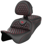 Saddlemen Roadsofa Seat w/Backrest & Red Honeycomb Stitch (808-07B-189B4)