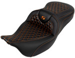 Saddlemen Roadsofa HC Black Seat w/Orange Honeycomb Stitch (808-07B-18903)