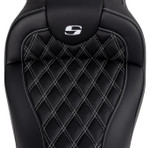 Saddlemen Roadsofa Black Seat - Driver Backrest & White Stitch (808-07B-182B6)