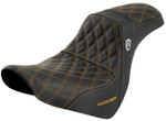 Saddlemen SDC Pro Series Black Gripper Seat w/Gold Lattice Stitch (SC81829GOL)