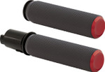 Arlen Ness Knurled Fly-by-Wire Handlebar Grips w/Red End Caps (500-055)