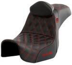 Saddlemen SDC Red Stitch Black Gripper Seat w/Driver Lumbar Pad (SC80604REDRT)