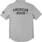 American Biker Lets Ride Vented Mens Button Up Short Sleeve Shirt