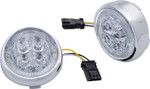 Ciro Chrome Clear Lens LED Fang Front Signal Light Inserts w/ Bezel (45403)