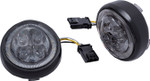 Ciro Black Smoke Lens LED Fang Front Signal Light Inserts w/ Bezel (45623)