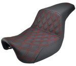 Saddlemen Step-Up LS Black Seat w/Red Stitching (806-04-172RD)