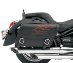 Saddlemen Highwayman Tattoo Slant Large Saddlebags w/Orange Flame (X021-05-0416)