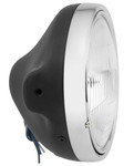 BikeMaster 7” Slim Side Mount Matte Black Headlight w/Chrome Ring (152457)