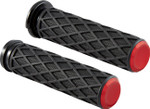 Arlen Ness Diamond Fly-by-Wire Handlebar Grips w/Red End Cap (500-017)