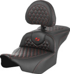 Saddlemen Honeycomb Red Stitched Roadsofa Seat w/ Backrest (823-07-189B4)
