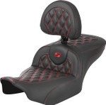 Saddlemen Roadsofa Carbon Lattice Red Stitch Seat w/ Backrest (823-07-206B4)