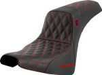 Saddlemen SDC Pro Series Black Gripper Seat w/Red Lattice Stitch (SC81830RED)