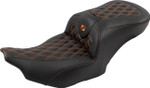 Saddlemen Roadsofa Carbon Lattice Orange Stitch Seat w/ Backrest (823-07-206B3)