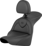 Saddlemen RoadSofa Plain Black Seat w/ Backrest (818-27-187BR)