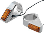 Joker Machine Rectangle LED Fork Mount Turn Signals | 39mm | Chrome (05-300-3)