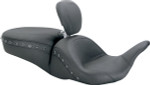Mustang Lowdown Touring Seat w/ Driver Backrest | Black Studded (79705)