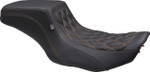 Mustang Double Diamond Smooth Squareback 2-Up Seat | Orange Stitch (88416MO)