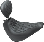 Mustang Wide Tripper Black Solo Seat w/ Backrest | Diamond Stitch (83046)