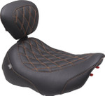 Mustang Wide Tripper Solo Seat w/ Backrest | Mandarin Orange Diamond (89503MO)