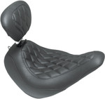 Mustang Wide Tripper Black Solo Seat w/ Backrest | Diamond Stitch (83043)