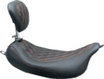 Mustang Wide Tripper Solo Seat w/ Backrest | Red Double Diamond Stitch (79727AB)