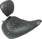 Mustang Wide Tripper Black Solo Seat w/ Backrest | Diamond Stitch (89027)