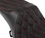 Drag Specialties Predator III Ext. Reach Seat | Double Diamond w/Red (0801-1925)