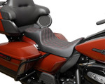 Drag Specialties Predator III Ext. Reach Seat | Double Diamond w/Red (0801-1925)