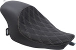 Drag Specialties 3/4 Solo Seat - Double Diamond w/ Silver Stitching (0804-0745)