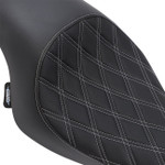 Drag Specialties 3/4 Solo Seat - Double Diamond w/ Silver Stitching (0804-0745)
