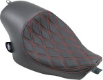 Drag Specialties 3/4 Solo Seat | Double Diamond w/ Red Stitching (0804-0746)