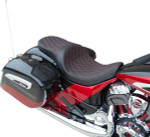 Drag Specialties Low Profile Touring Seat | Double Diamond w/Red (0810-2261)