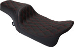 Drag Specialties Perf. Predator 1-Up Seat | Double Diamond w/Red (0801-1491)