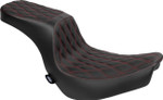 Drag Specialties Predator 2-Up Seat | Double Diamond w/Red Stitch (0802-1637)